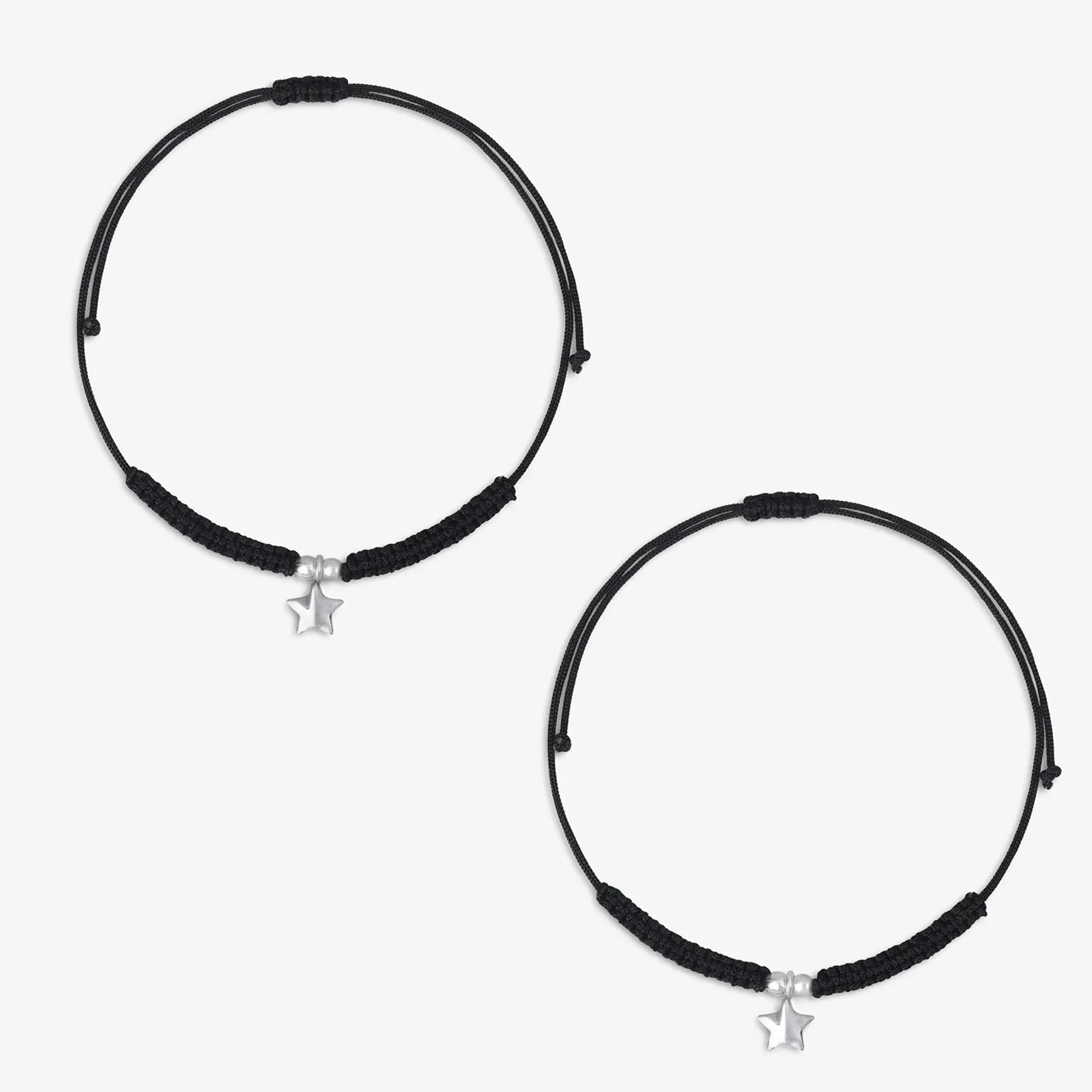 Star Design Silver Black Thread Anklet - Tweov Jewels