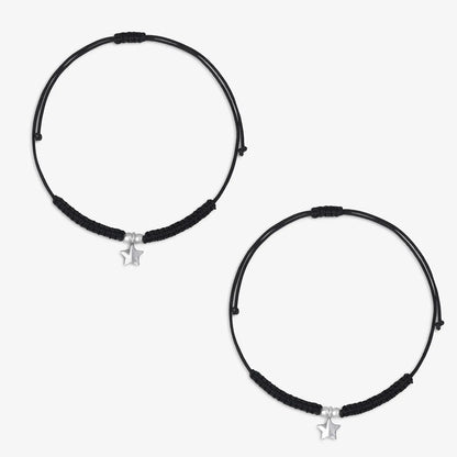 Star Design Silver Black Thread Anklet - Tweov Jewels