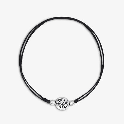 Silver Floral Motif Black Thread Anklet - Tweov Jewels