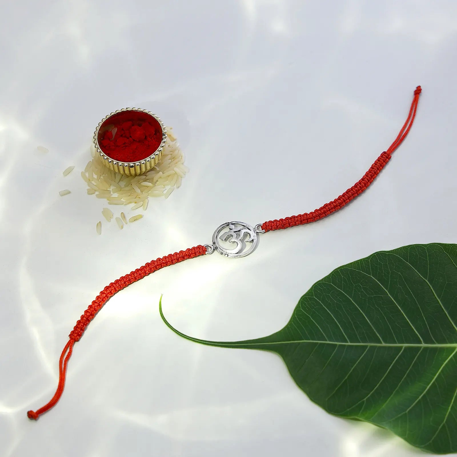 Silver Om Rakhi for Brother - Tweov Jewels