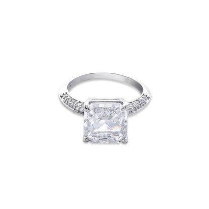 White Radiant Solitaire Ring For Women – 925 Sterling Silver Rhodium Plated