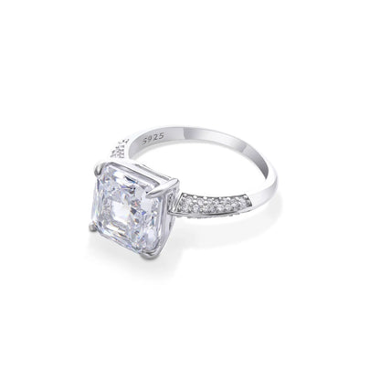 White Radiant Solitaire Ring For Women – 925 Sterling Silver Rhodium Plated