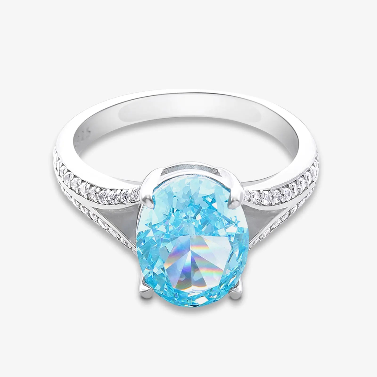 Oval Cut Sky Blue Topaz Silver Ring - Tweov Jewels