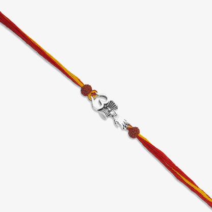 Trishul Damru Silver Rakhi for Brother - Tweov Jewels
