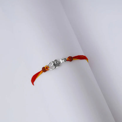 Trishul Damru Silver Rakhi for Brother - Tweov Jewels