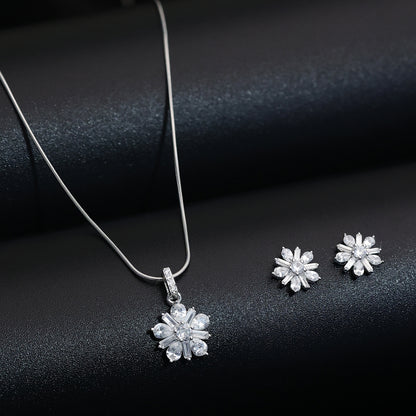 CZ Pendant Necklace & Earrings Set for Women