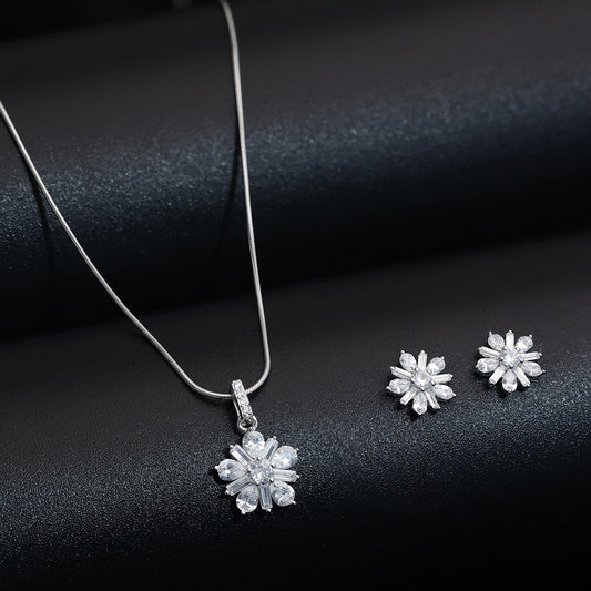 CZ Pendant Necklace & Earrings Set for Women