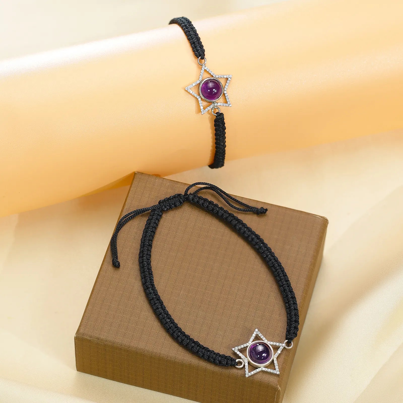 Silver Blue Star Black Thread Anklet - Tweov Jewels