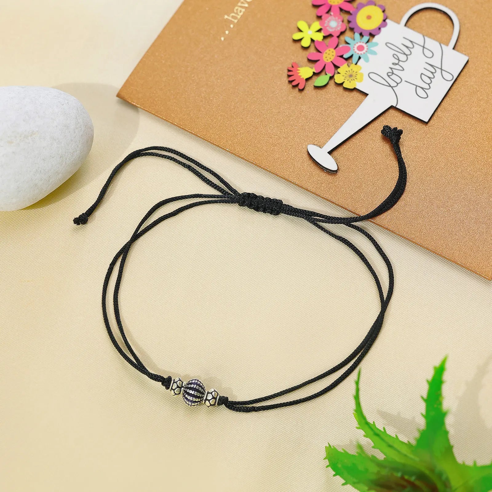 Oxidized Silver Ball Thread Anklet - Tweov Jewels
