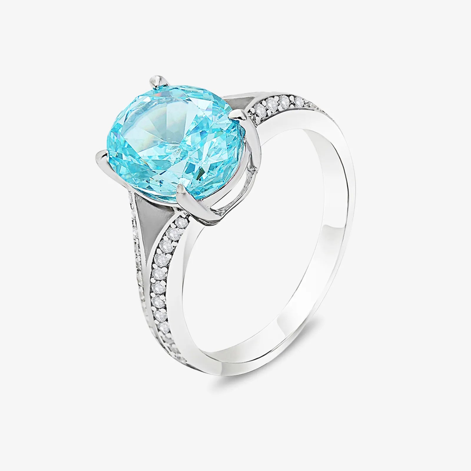 Oval Cut Sky Blue Topaz Silver Ring - Tweov Jewels