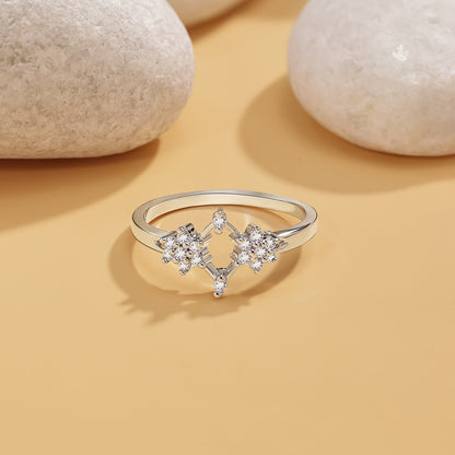 Silver Duo Flower Ring