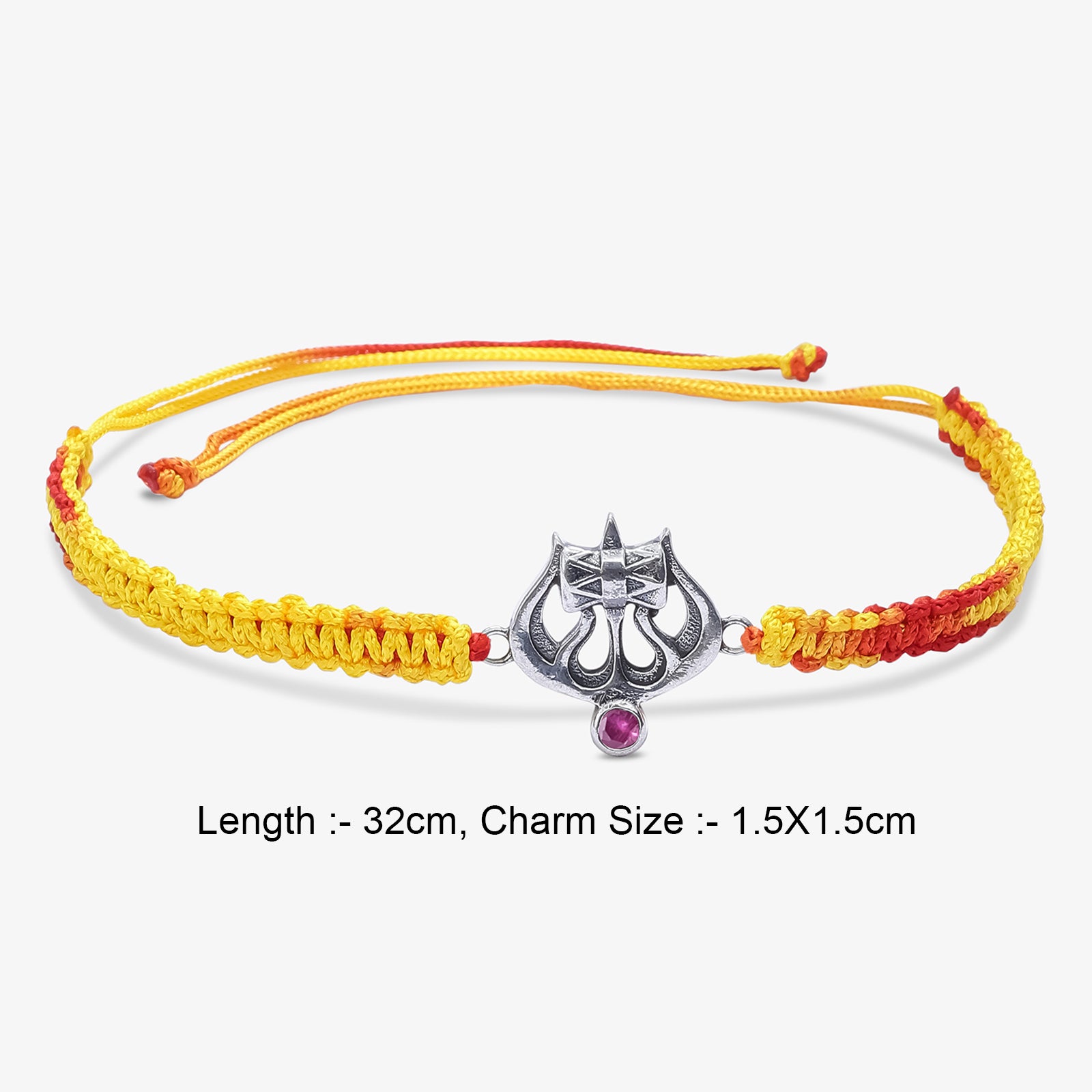 Silver Damru Trishul Rakhi for Brother - Tweov Jewels