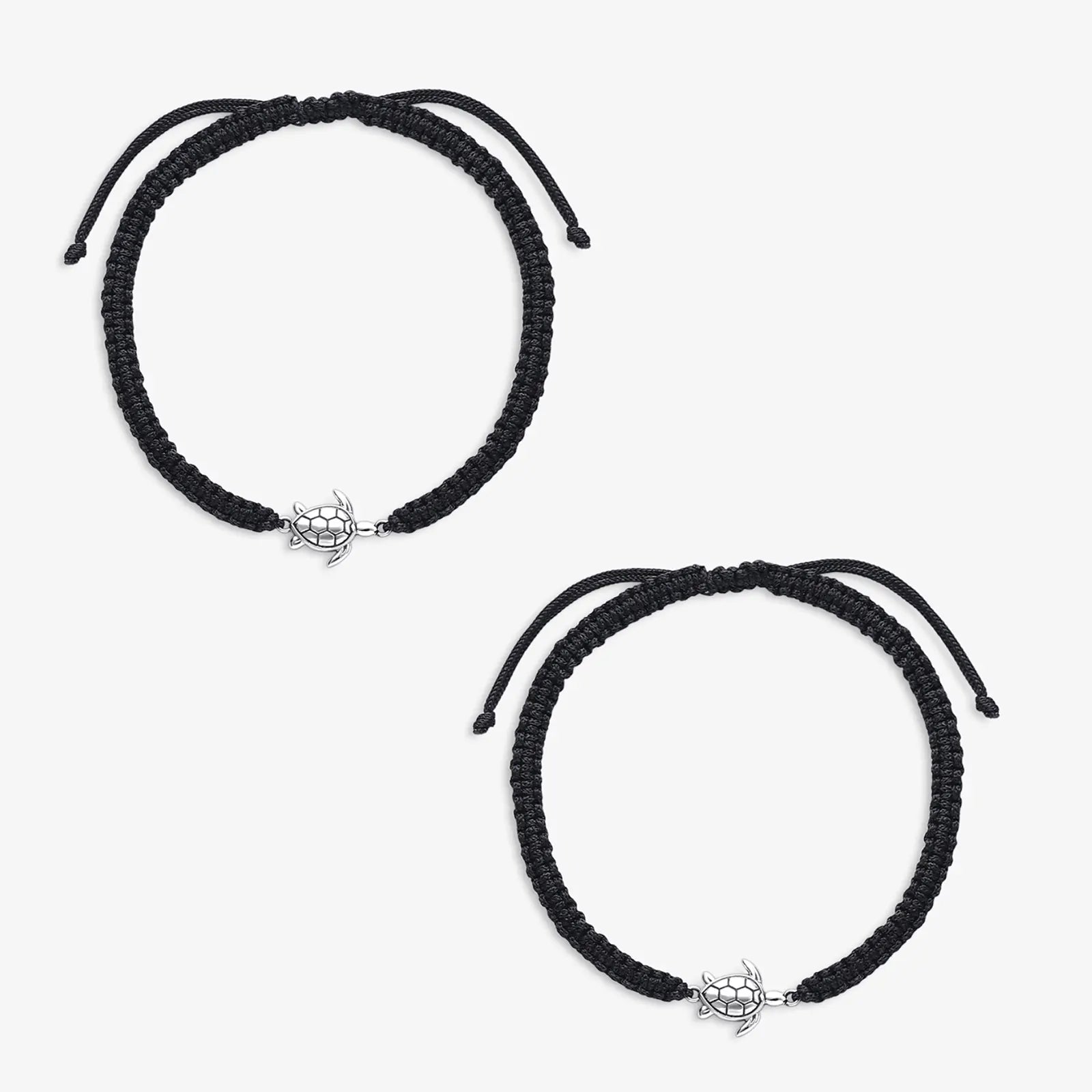 Tortoise Design Silver Black Thread Anklet - Tweov Jewels