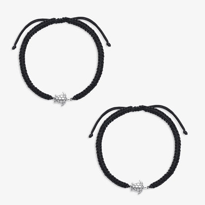 Tortoise Design Silver Black Thread Anklet - Tweov Jewels