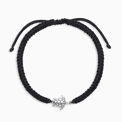 Tortoise Design Silver Black Thread Anklet - Tweov Jewels