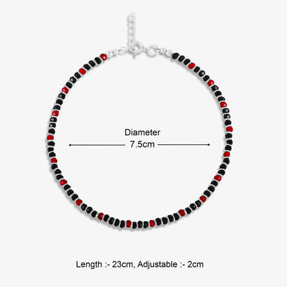 Trendy Red & Black Beads Silver Anklet - Tweov Jewels