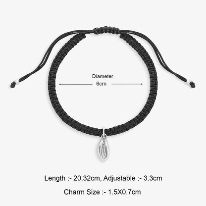 Silver Cowrie Shell Black Thread Anklet - Tweov Jewels