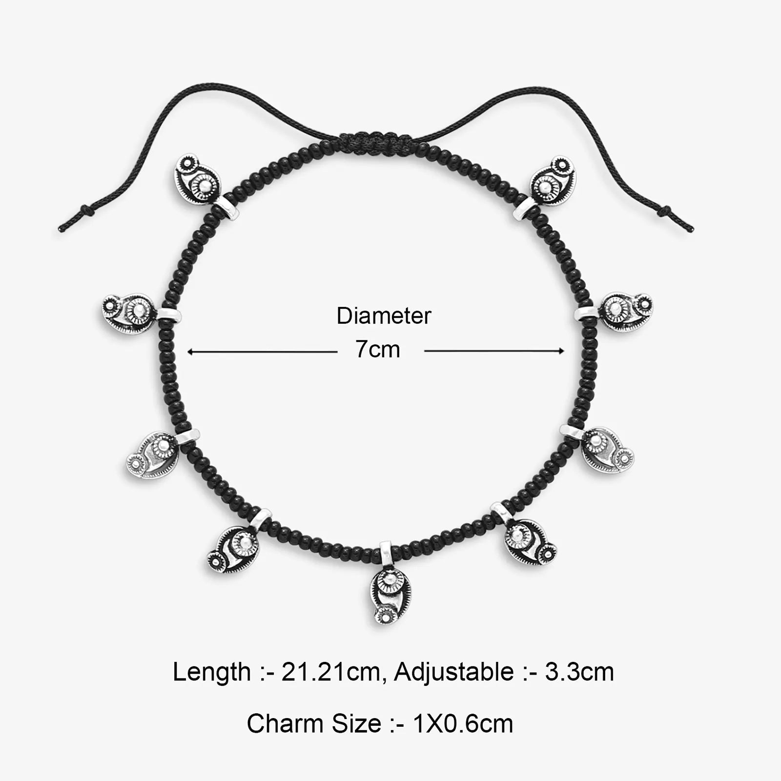 Mango Design Silver Black Thread Anklet - Tweov Jewels