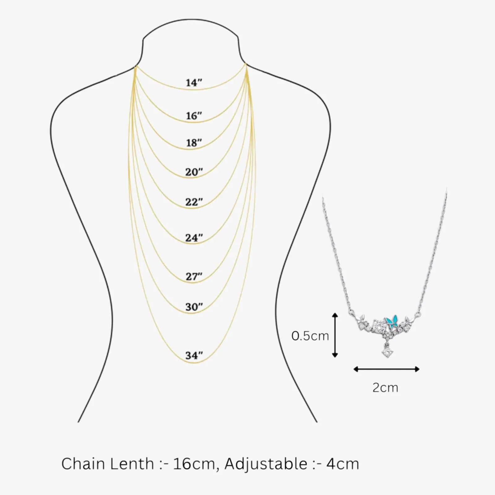 CZ Floral Butterfly Design Silver Necklace - Tweov Jewels