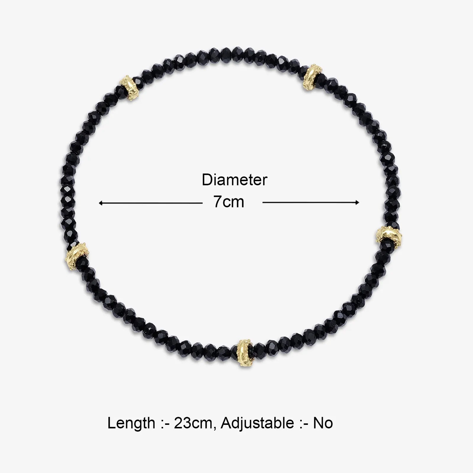 Golden & Black Beads Silver Anklet - Tweov Jewels