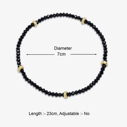 Golden & Black Beads Silver Anklet - Tweov Jewels