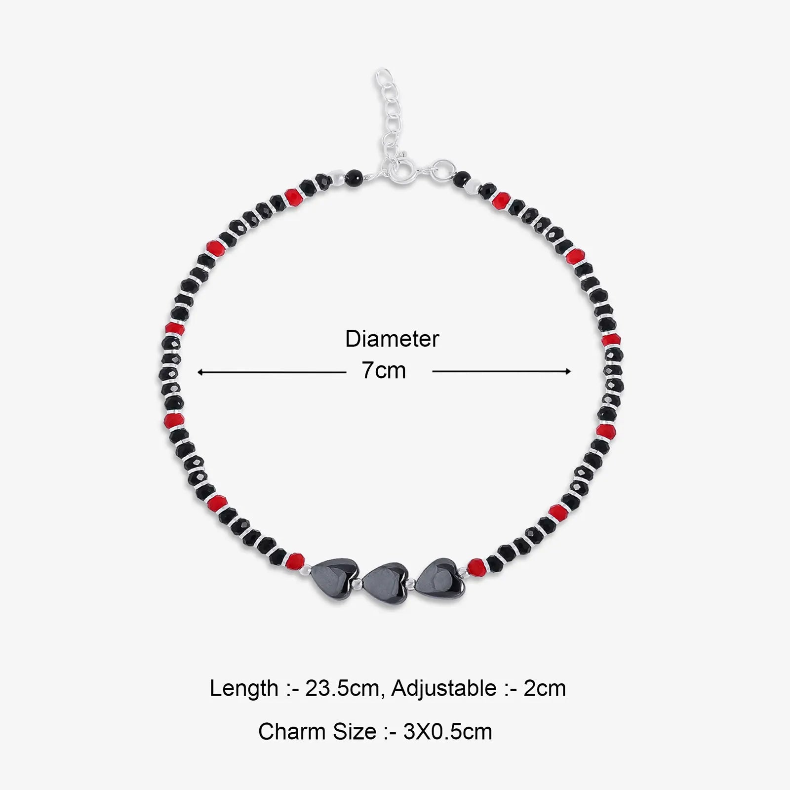 Triple Heart Silver Anklet - Tweov Jewels