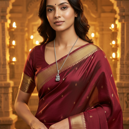 Pure Silver Lakshmi Maa Pendant Chain