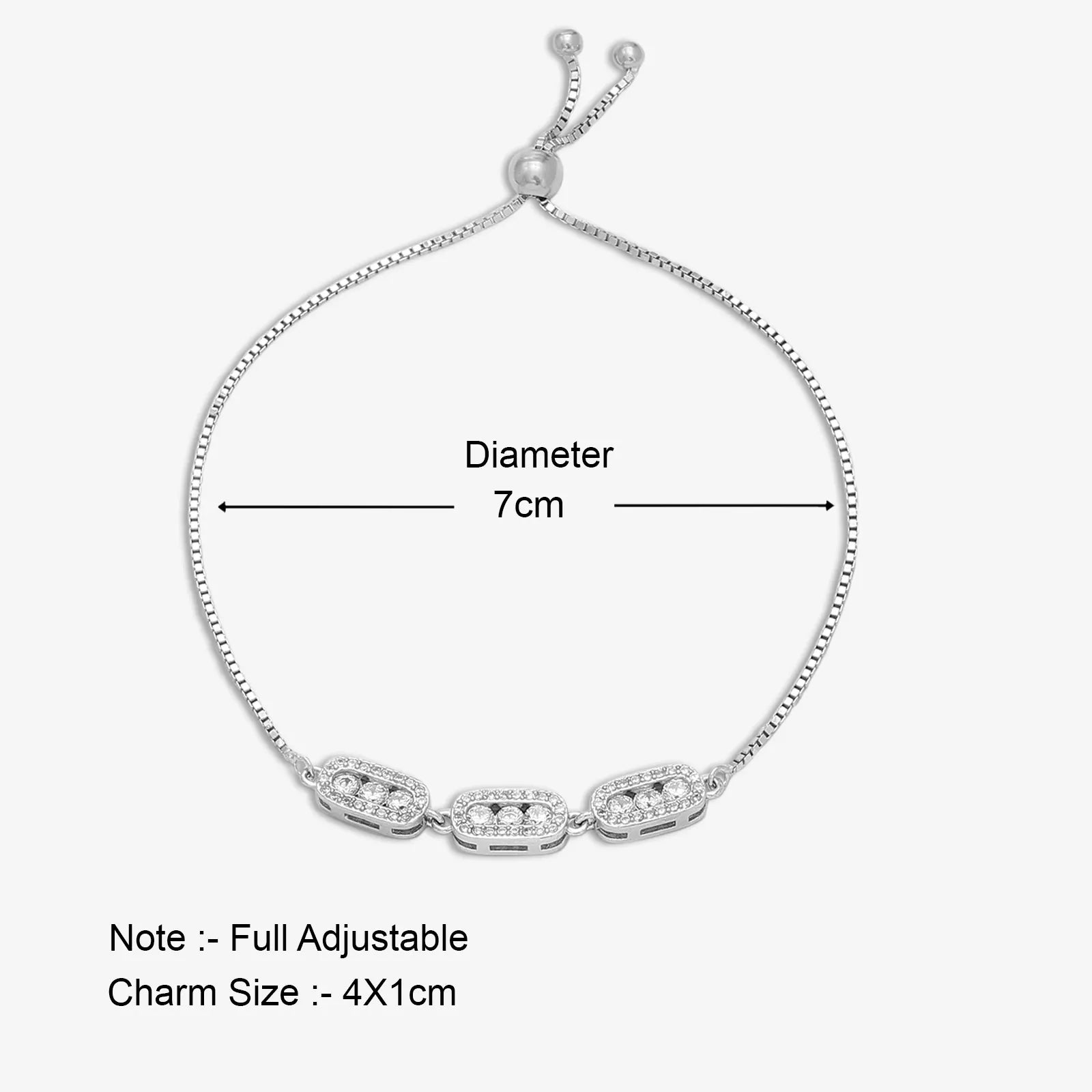 White Triple Zircon Silver Chain Bracelet - Tweov Jewels