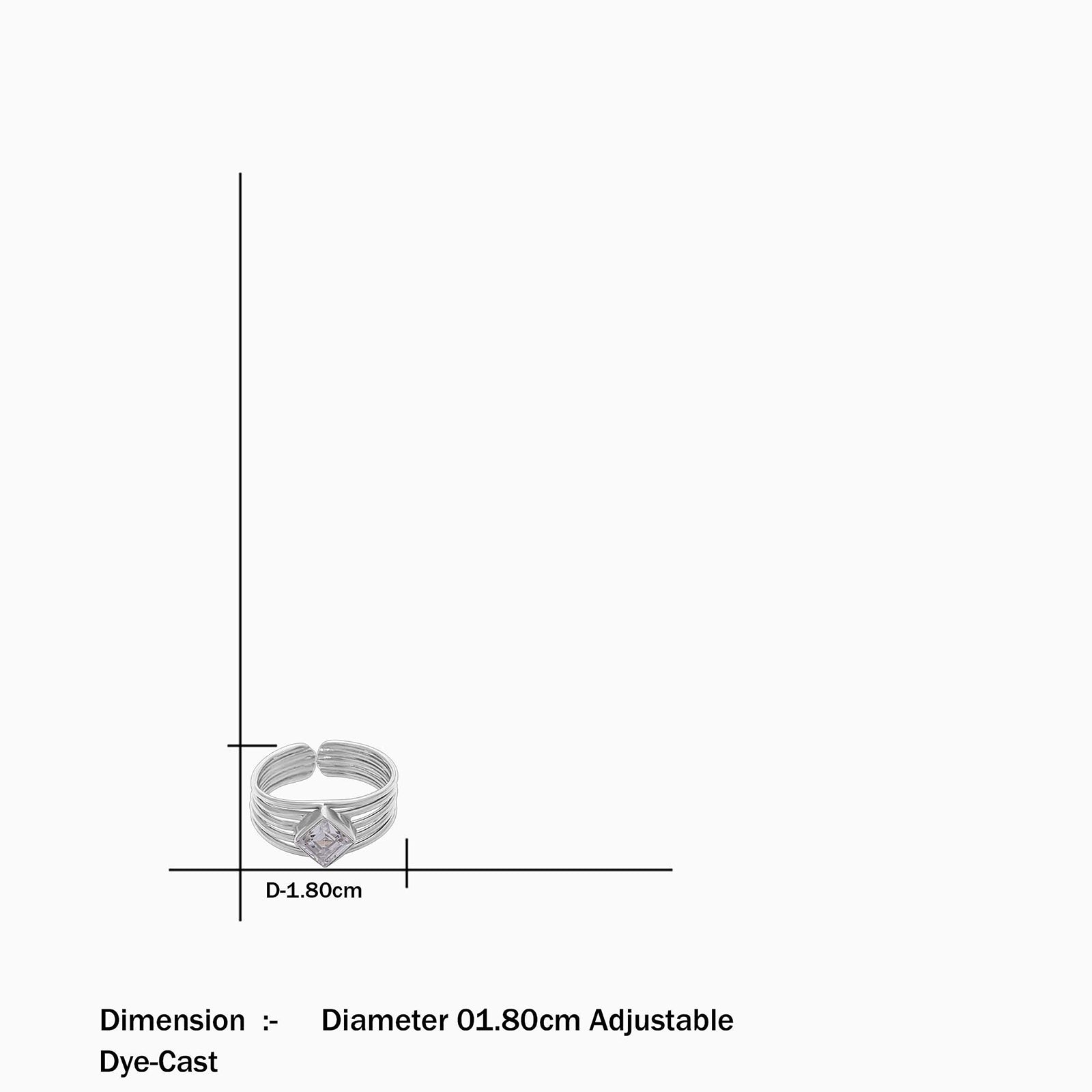 Simple Silver CZ Studded Finger Ring