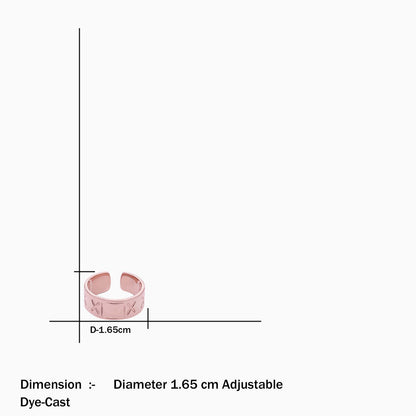 Rose Gold-Plated X Engraved Silver Band Ring