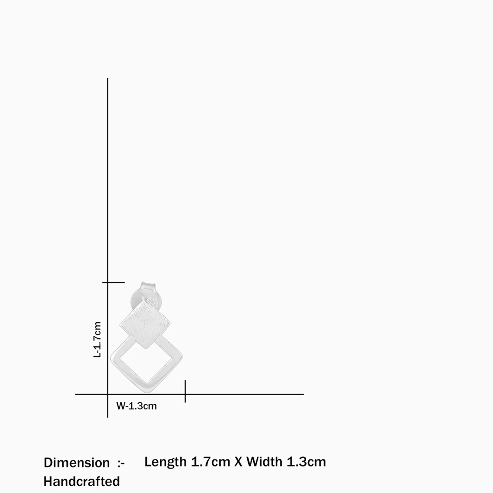 Textured Square Silver Stud Earrings