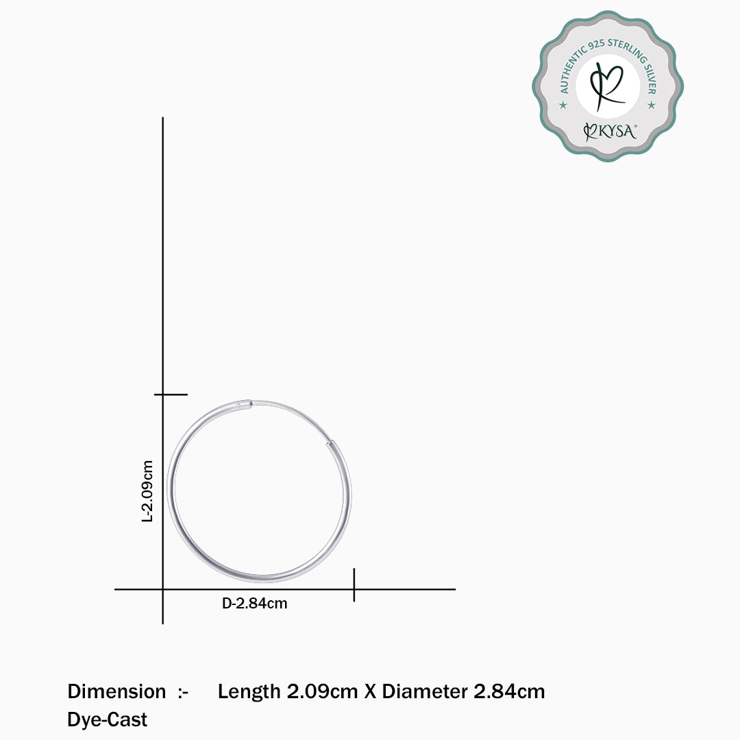 Pure Silver Earrings - Slim & Round Plain Hoop - Tweov Jewels