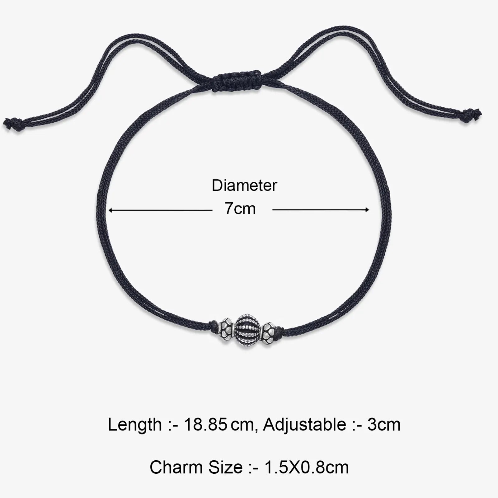 Oxidized Silver Ball Thread Anklet - Tweov Jewels