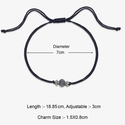 Oxidized Silver Ball Thread Anklet - Tweov Jewels