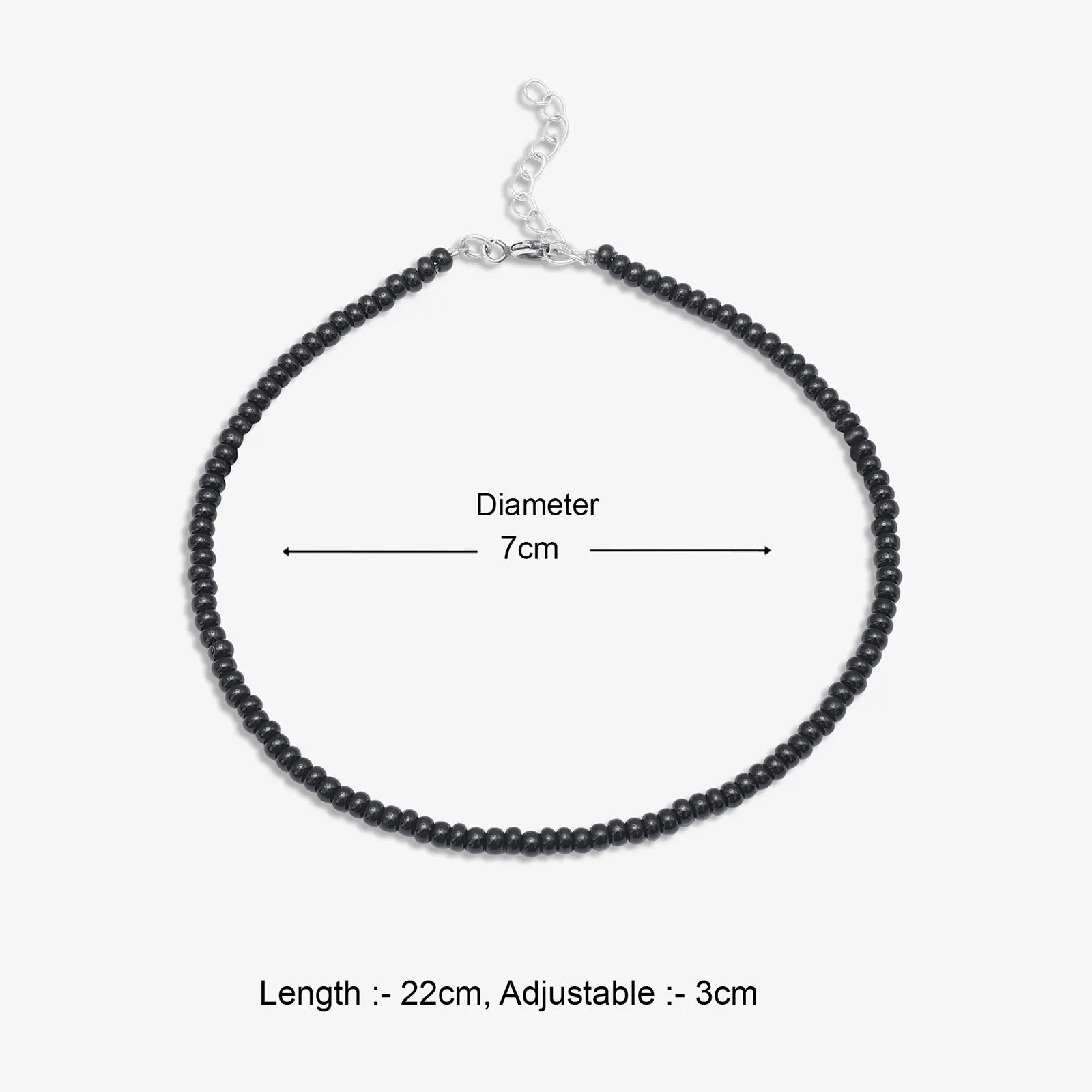 Silver Plain Black Bead Anklet - Tweov Jewels