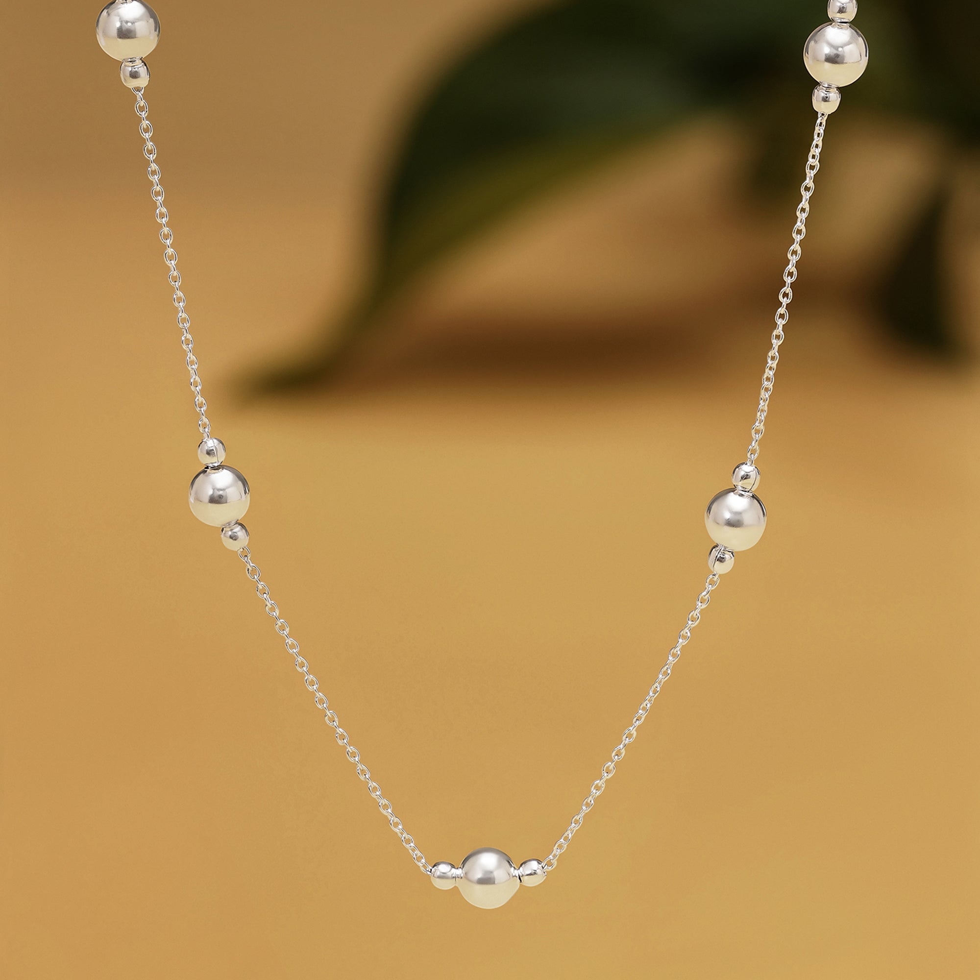 Classic Silver Rope Chain with Beads