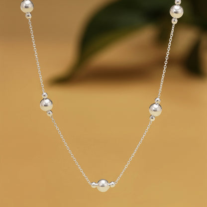 Classic Silver Rope Chain with Beads