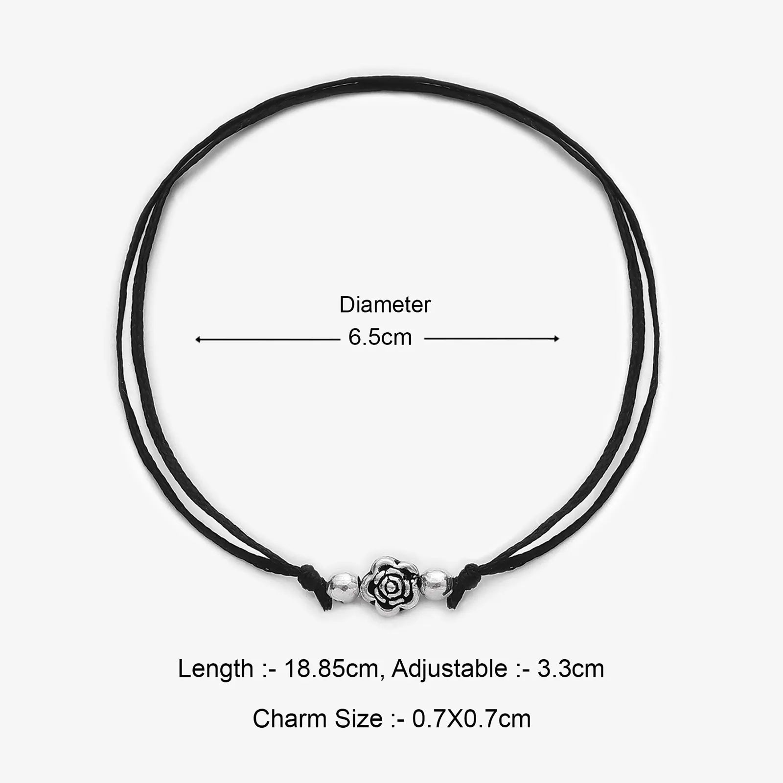 Silver Floral Black Thread Anklet - Tweov Jewels