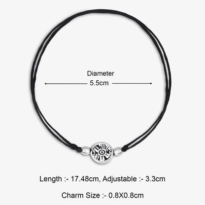 Silver Floral Motif Black Thread Anklet - Tweov Jewels