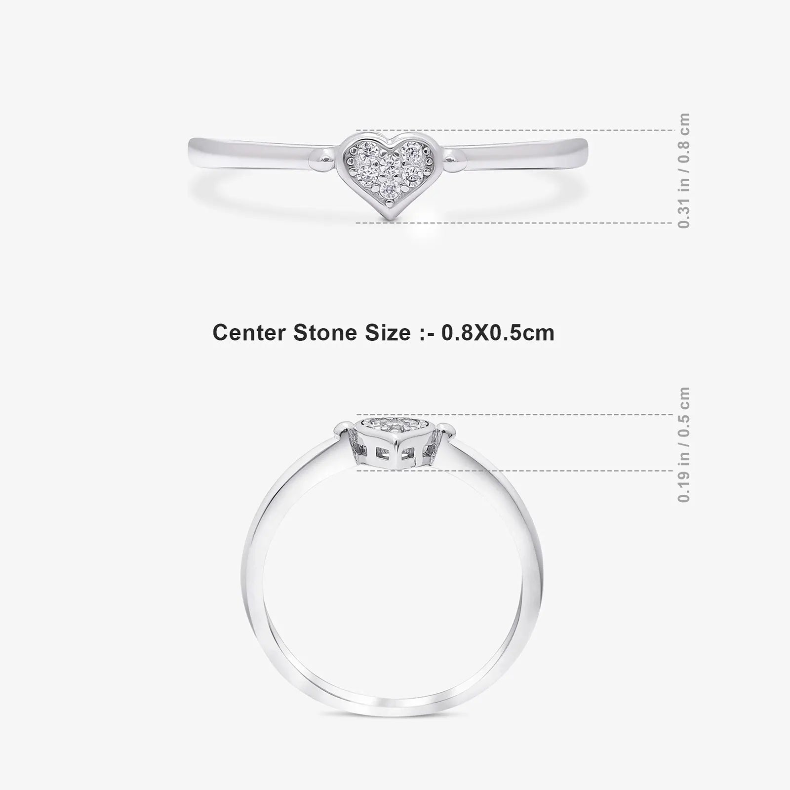 Minimal CZ Heart Silver Ring - Tweov Jewels