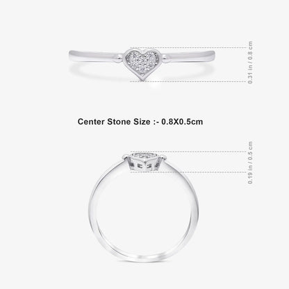 Minimal CZ Heart Silver Ring - Tweov Jewels