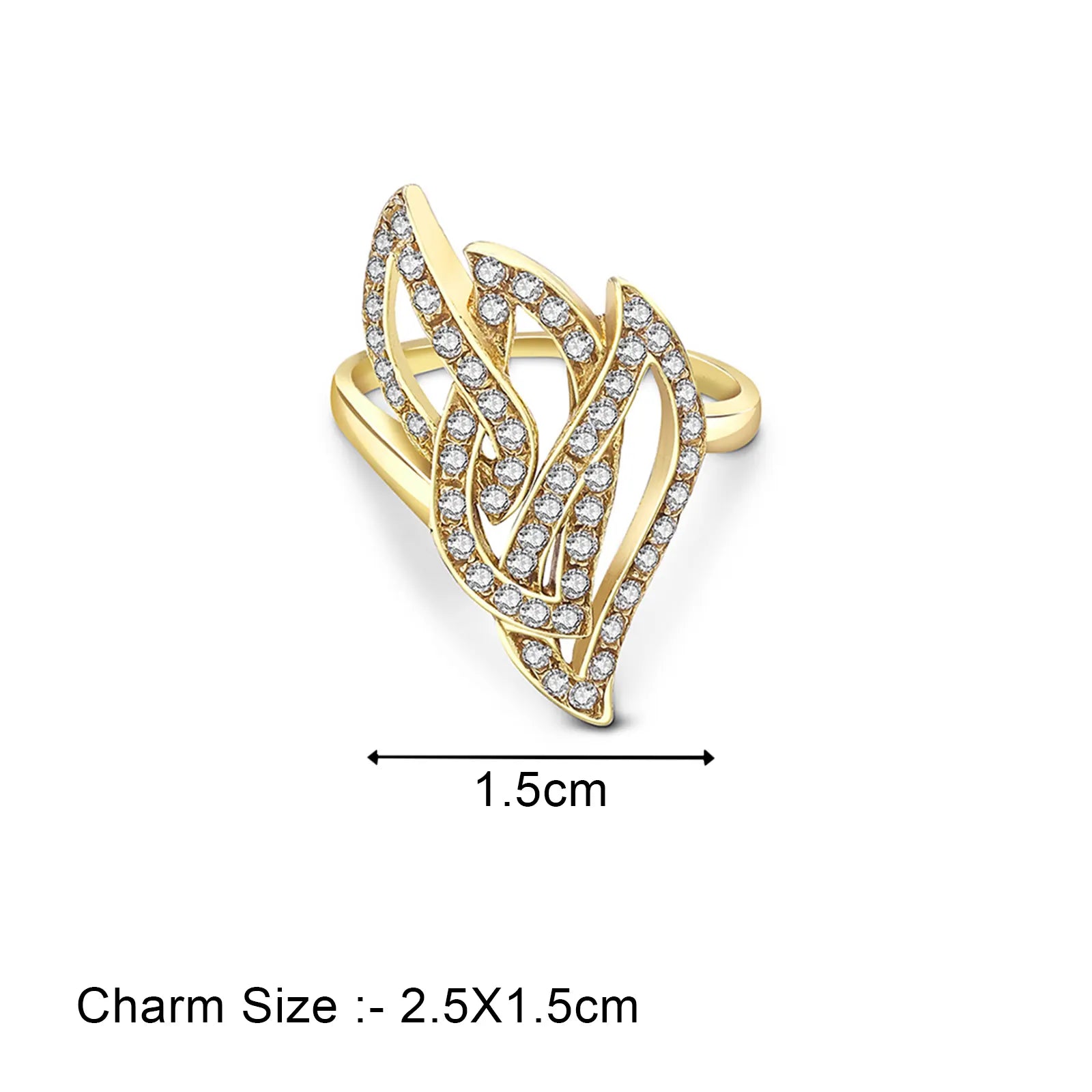 Gold Plated CZ Dream Leaf Ring - Tweov Jewels