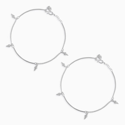 925 Sterling Silver Dangling Ball Silver Anklet - Tweov Jewels