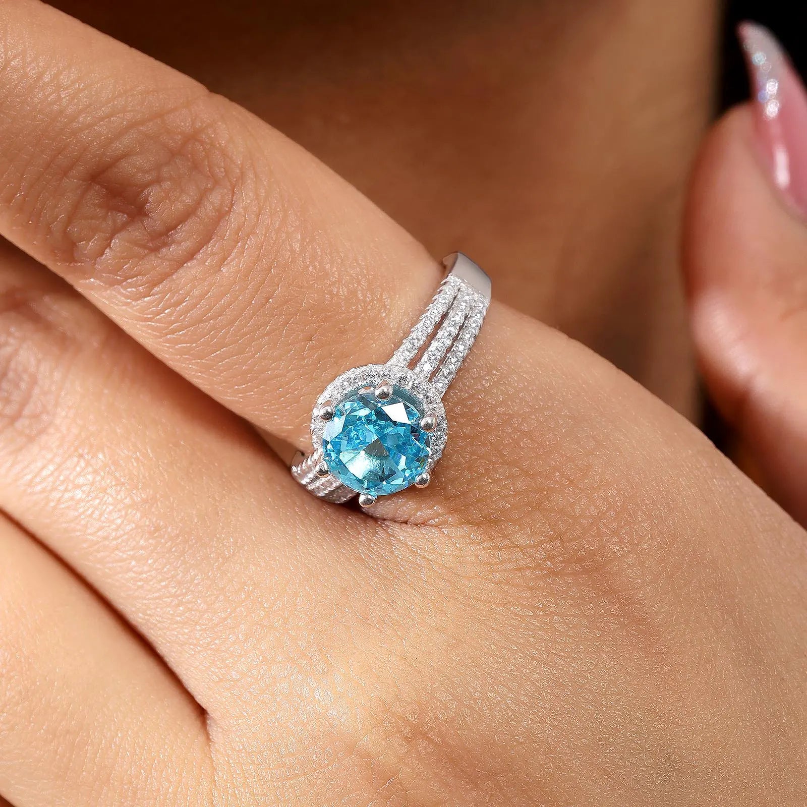 Blue Sapphire CZ Silver Ring For Women - Tweov Jewels