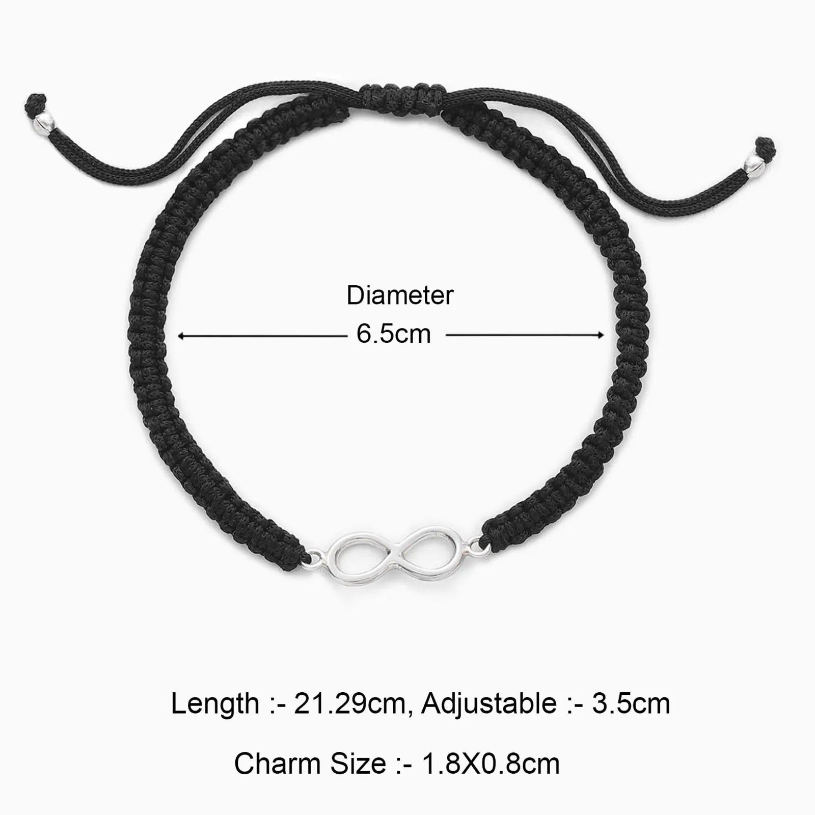 Silver Infinity Black Thread Anklet - Tweov Jewels