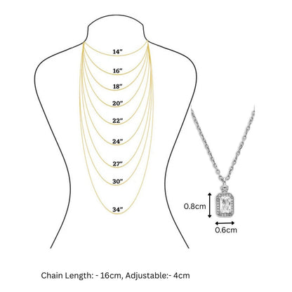 Emerald-Cut Zircon Pendant Necklace for Women – 925 Sterling Silver Rhodium Plated - Tweov Jewels