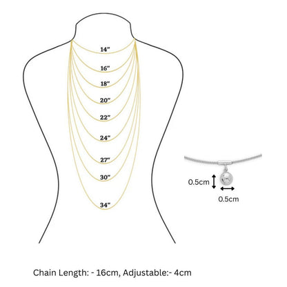 Sphere Charm Necklace For Women – 925 Sterling Silver Rhodium Plated - Tweov Jewels