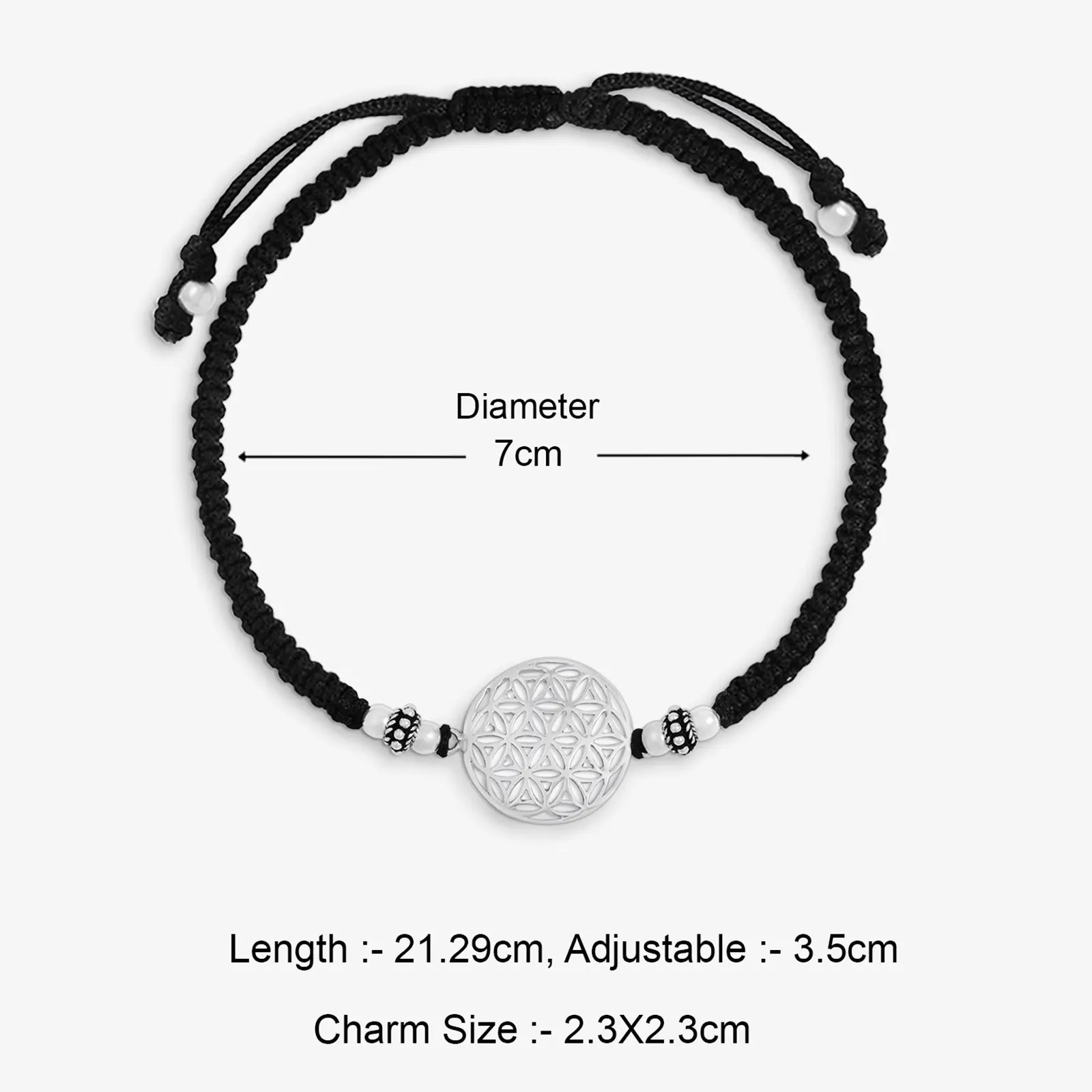Silver Mandala Black Thread Anklet - Tweov Jewels
