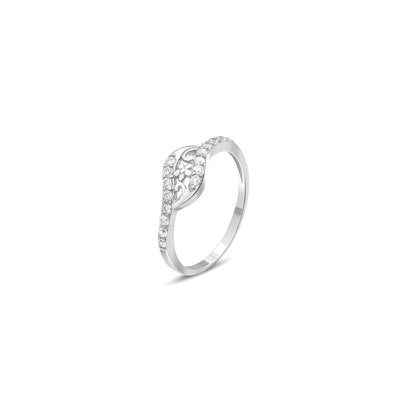 Wavy Zircon Floral Silver Ring - Tweov Jewels