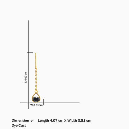 Pure Silver Earrings - Gold Plated Onyx Drop Danglers